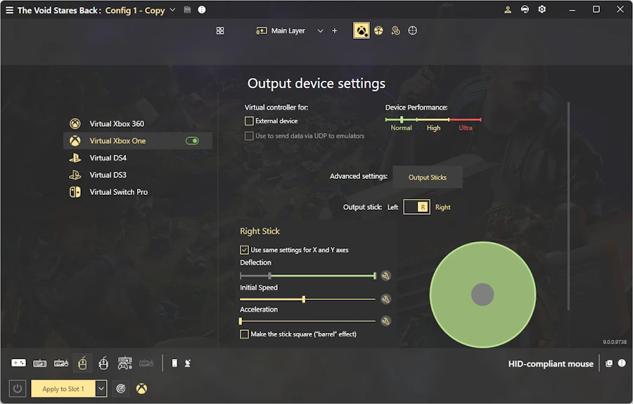 选择虚拟手柄类型:Xbox 360 / One、DS4、Switch Pro 等